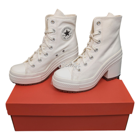 Converse Chuck 70 De Luxe Heel Platform Egret White Sneaker Boot Womens 10 NEW - Picture 4 of 9